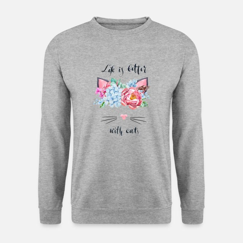 life is better with cats - Unisex Sweatshirt - salt & pepper