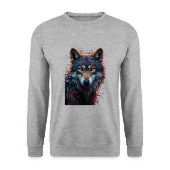 Wolf - Unisex Sweatshirt - salt & pepper - Front - Alina (178cm) & Michal (187cm)
