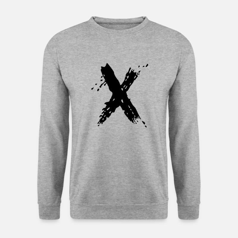 X Pinselstrich - Unisex Pullover - Weißgrau meliert