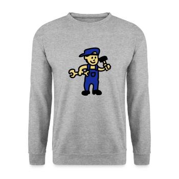 Handwerker 3 - Unisex Pullover - Weißgrau meliert - Vorne - Alina (178cm) & Michal (187cm)