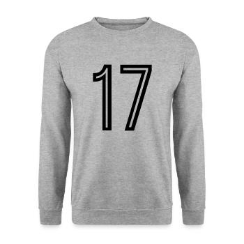 Rückennummer 17 - Unisex Pullover - Weißgrau meliert - Vorne - Alina (178cm) & Michal (187cm)
