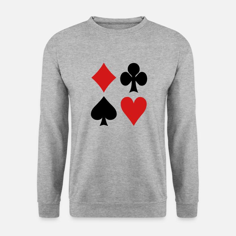 Karten - Poker - Unisex Pullover - Weißgrau meliert