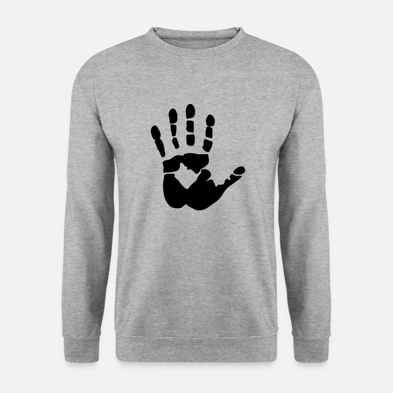 Handabdruck - Unisex Pullover - Weißgrau meliert