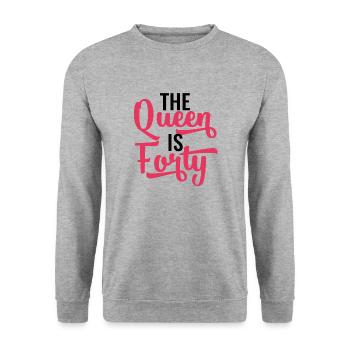 40. Geburtstag: The Queen Is Forty - Unisex Pullover - Weißgrau meliert - Vorne - Alina (178cm) & Michal (187cm)