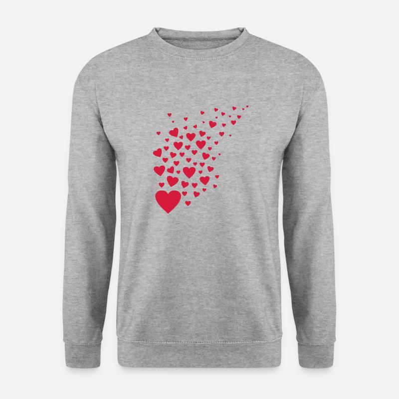 Herzen / viele fliegende Herzchen für Hochzeit usw - Unisex Pullover - Weißgrau meliert