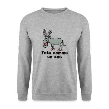 tetu comme un ane - Sweat-shirt Unisexe - gris chiné - Devant - Alina (178cm) & Michal (187cm)