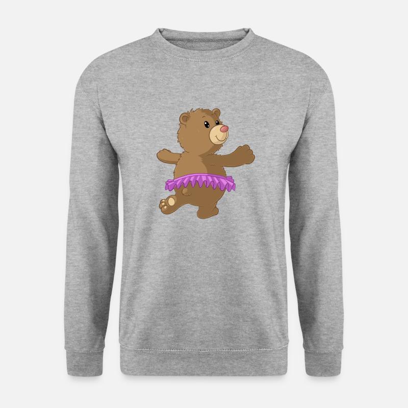 Tanzender Comic Bär - Unisex Pullover - Weißgrau meliert