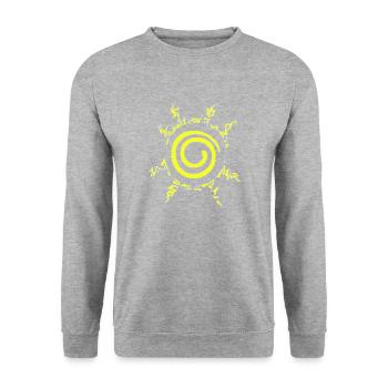 Naaaruto Mark - Unisex Pullover - Weißgrau meliert - Vorne - Alina (178cm) & Michal (187cm)