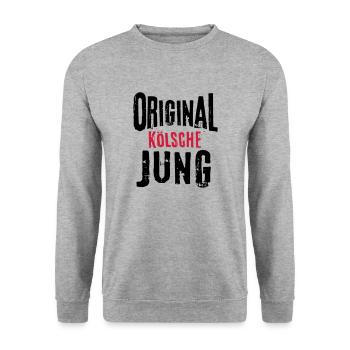 Kölsche Jung Kölner Original Geschenk Mann Köln - Unisex Pullover - Weißgrau meliert - Vorne - Alina (178cm) & Michal (187cm)