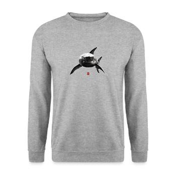 Sketchy Shark - Unisex Sweatshirt - salt & pepper - Front - Alina (178cm) & Michal (187cm)