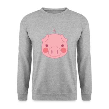 Porc - Sweat-shirt Unisexe - gris chiné - Devant - Alina (178cm) & Michal (187cm)