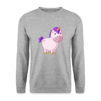 Licorne grasse dessin animé - Sweat-shirt Unisexe - gris chiné - Devant - Alina (178cm) & Michal (187cm)