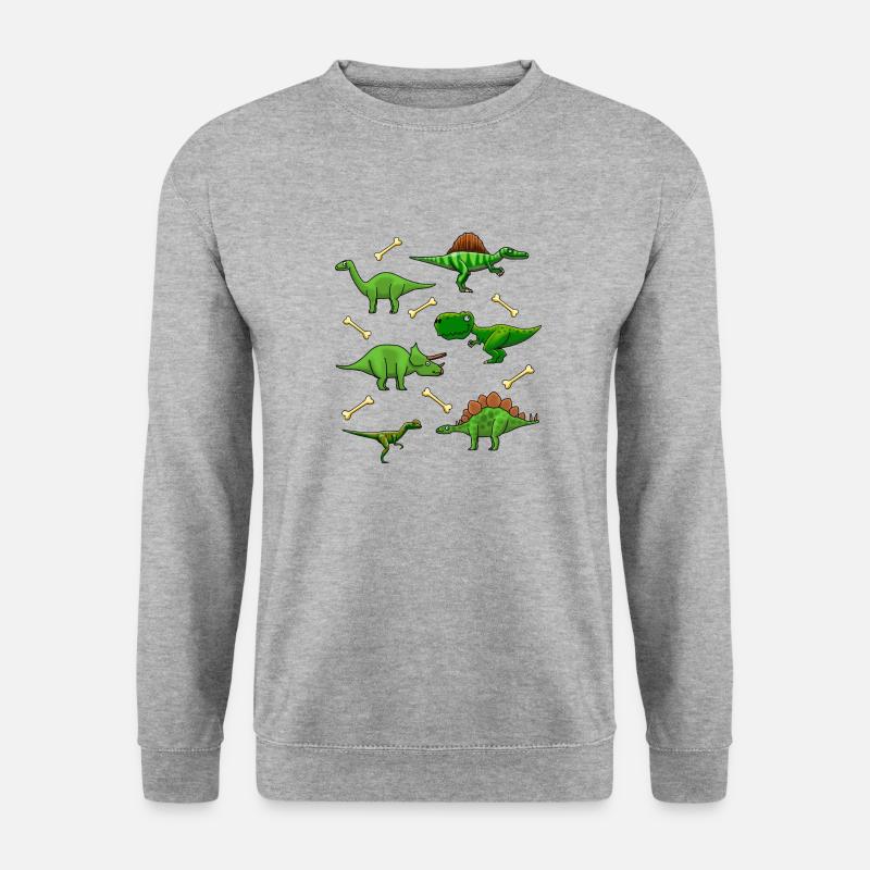 Dinos, Dinos, Dinos! - Unisex Pullover - Weißgrau meliert