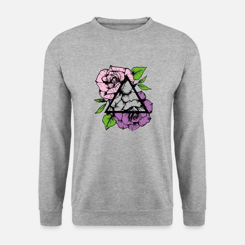 Geometrische Rosen Bunt - Unisex Pullover - Weißgrau meliert