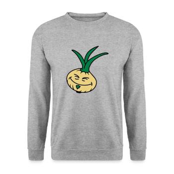 Funny Onion - Unisex Pullover - Weißgrau meliert - Vorne - Alina (178cm) & Michal (187cm)