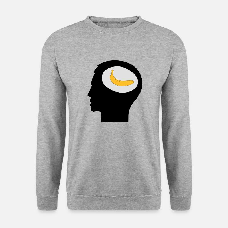 , Banane im Kopf - Unisex Pullover - Weißgrau meliert
