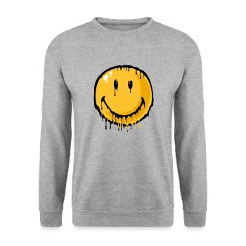Smiley drip - Unisex Sweatshirt - salt & pepper - Front - Alina (178cm) & Michal (187cm)