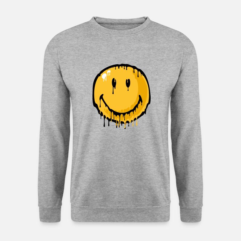 Smiley drip - Unisex Pullover - Weißgrau meliert