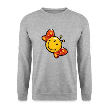 Smiley Butterfly - Unisex Sweatshirt - salt & pepper - Front - Alina (178cm) & Michal (187cm)