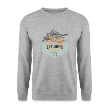 66 aventures - les explorateurs sont encore là - Sweat-shirt Unisexe - gris chiné - Devant - Alina (178cm) & Michal (187cm)