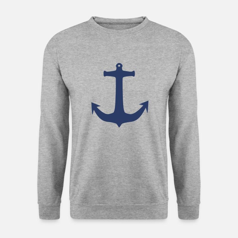 Anker, maritim und trendy - Unisex Pullover - Weißgrau meliert