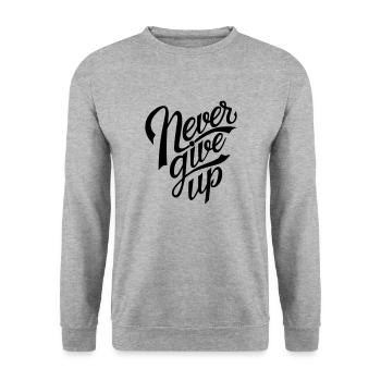 Gib nie auf - Unisex Pullover - Weißgrau meliert - Vorne - Alina (178cm) & Michal (187cm)