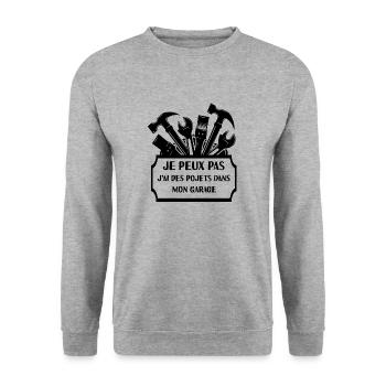 Je peux pas outils bricoleur - Sweat-shirt Unisexe - gris chiné - Devant - Alina (178cm) & Michal (187cm)