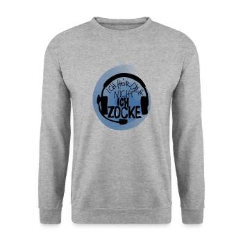 Ich höre dich nicht... Ich zocke - Unisex Pullover - Weißgrau meliert - Vorne - Alina (178cm) & Michal (187cm)