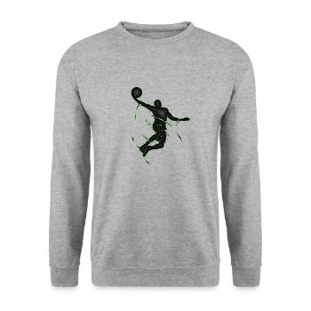 Dunking Basketball Geschenk Kunst Slamdunk - Unisex Pullover - Weißgrau meliert - Vorne - Alina (178cm) & Michal (187cm)
