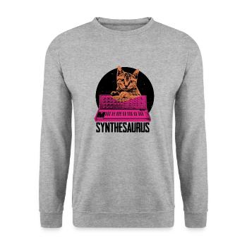 Synthesizer Analog Modular Vintage Retrowave - Unisex Pullover - Weißgrau meliert - Vorne - Alina (178cm) & Michal (187cm)