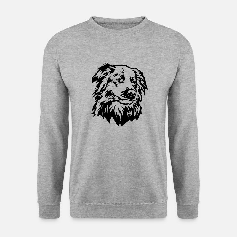 Border Collie Kopf - Unisex Pullover - Weißgrau meliert