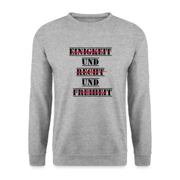Einigkeit und Recht und Freiheit - Unisex Pullover - Weißgrau meliert - Vorne - Alina (178cm) & Michal (187cm)