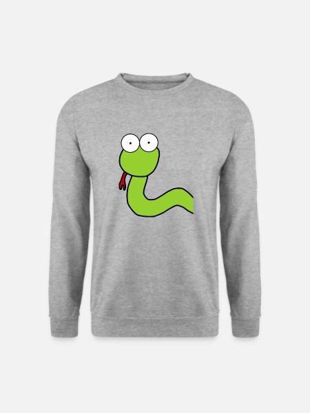 Want a hug? - Reptilien, Comic Schlange - Unisex Pullover - Weißgrau meliert