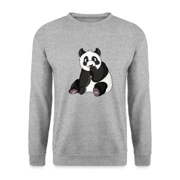 Panda Bear - Unisex Sweatshirt - salt & pepper - Front - Alina (178cm) & Michal (187cm)