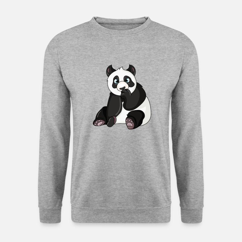 Panda Bär - Unisex Pullover - Weißgrau meliert