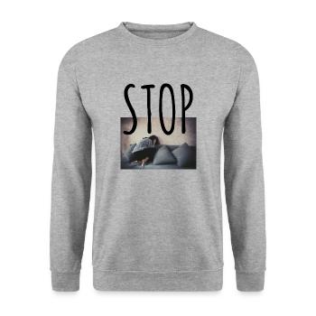Stop aux violences conjugales,stop aux féminicides - Sweat-shirt Unisexe - gris chiné - Devant - Alina (178cm) & Michal (187cm)
