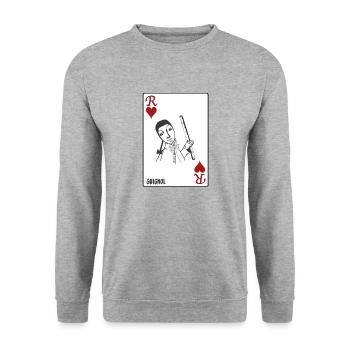 Roi de cœur guignol, théâtre lyonnais - Sweat-shirt Unisexe - gris chiné - Devant - Alina (178cm) & Michal (187cm)