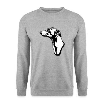 greyhound BACKGROUND - Unisex Pullover - Weißgrau meliert - Vorne - Alina (178cm) & Michal (187cm)