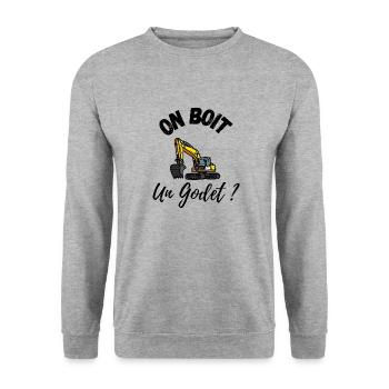 on boit un godet - Sweat-shirt Unisexe - gris chiné - Devant - Alina (178cm) & Michal (187cm)