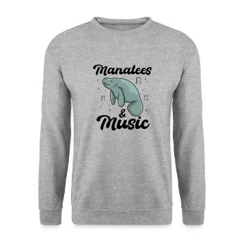 Musician Manatees and Music Notes Clef Sea Animal - Unisex Sweatshirt - salt & pepper - Front - Alina (178cm) & Michal (187cm)