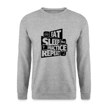 Schwebebalken Turnen Geräteturnen lustiger Spruch - Unisex Pullover - Weißgrau meliert - Vorne - Alina (178cm) & Michal (187cm)