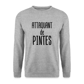 Attaquant de pintes cadeau humour bière football - Sweat-shirt Unisexe - gris chiné - Devant - Alina (178cm) & Michal (187cm)