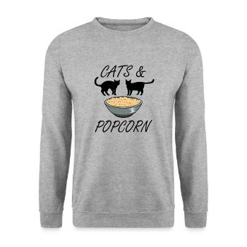 Chats et Popcorn Kitty Ironic Saying Films - Sweat-shirt Unisexe - gris chiné - Devant - Alina (178cm) & Michal (187cm)