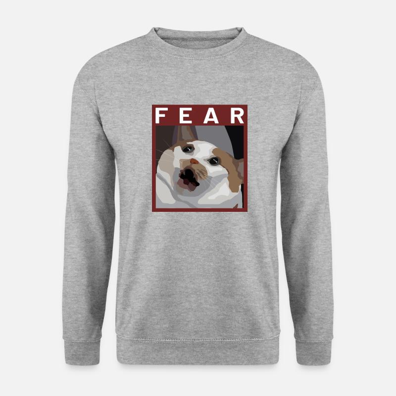 Scared cat Meme Illustration - Unisex Pullover - Weißgrau meliert
