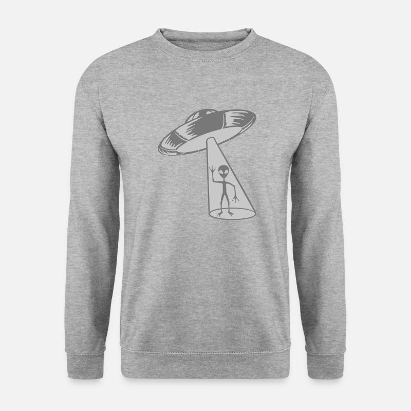 Ufo Alien winkt freundlich - Unisex Pullover - Weißgrau meliert