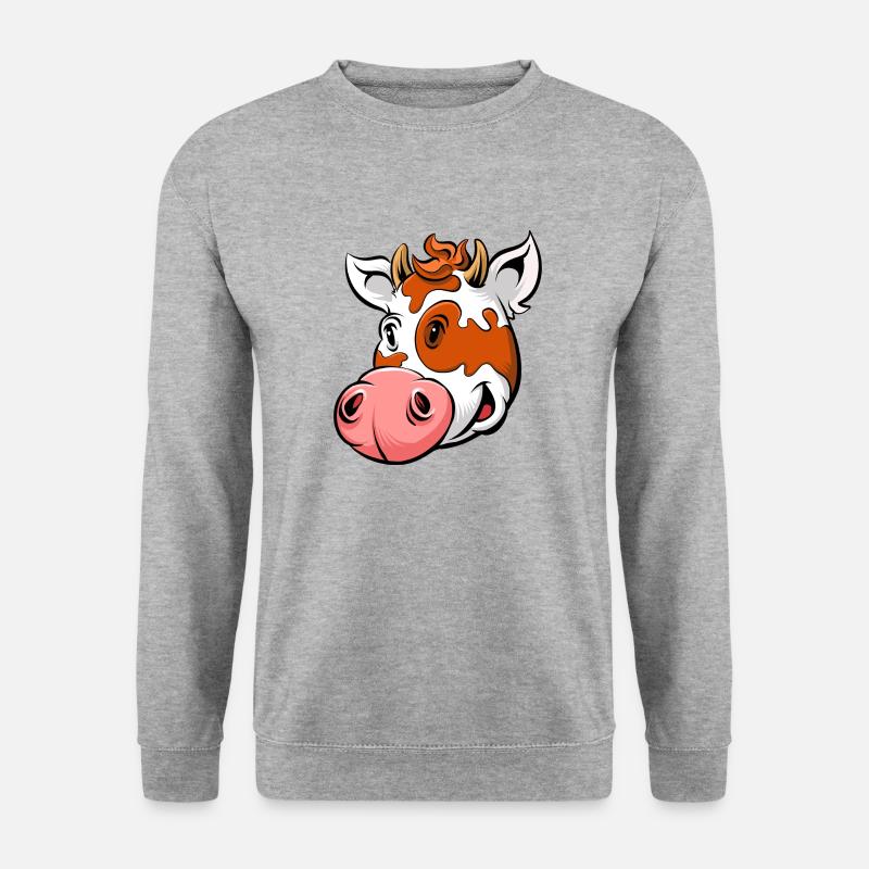 Cartoon Kuh - Unisex Pullover - Weißgrau meliert