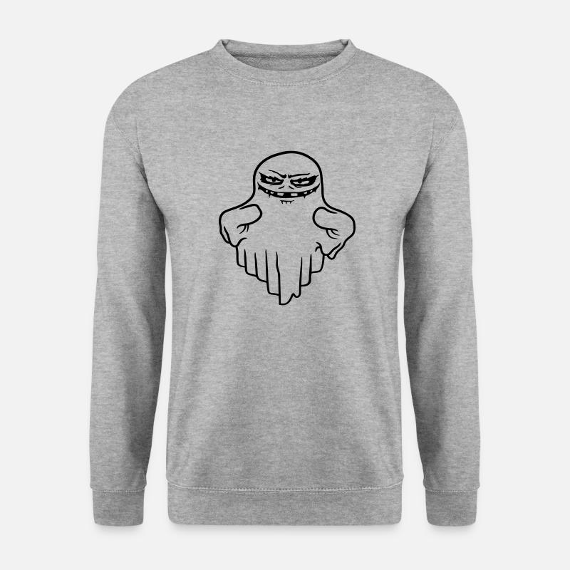 Schwebender Monster Geist Comic - Unisex Pullover - Weißgrau meliert