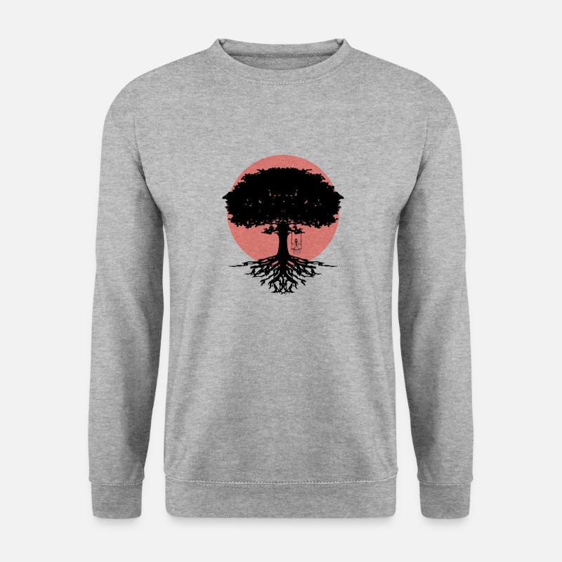 Mädchen schaukelt am Baum - Unisex Pullover - Weißgrau meliert