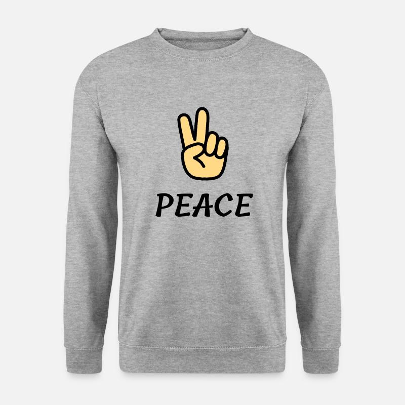 Cooles Peace-Design - Unisex Pullover - Weißgrau meliert