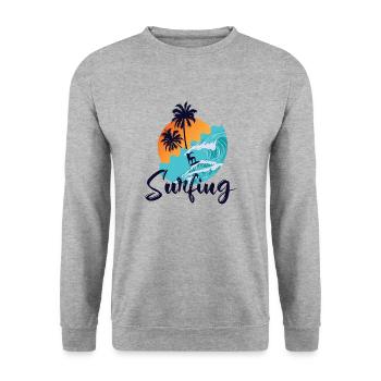 Surfer Surf Surf Surf Planche à vagues Planche à voile - Sweat-shirt Unisexe - gris chiné - Devant - Alina (178cm) & Michal (187cm)